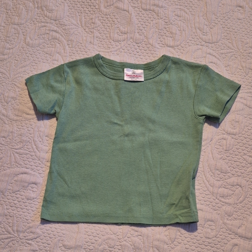 Hanna Andersson 80 or 18-24 months green short sleeve shirt GUC